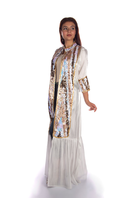 Sequence embroidered kaftan