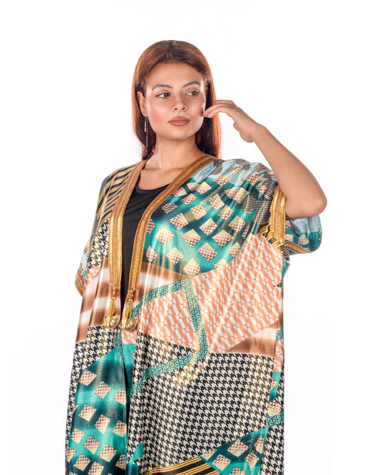 Silk satin multicolor bisht