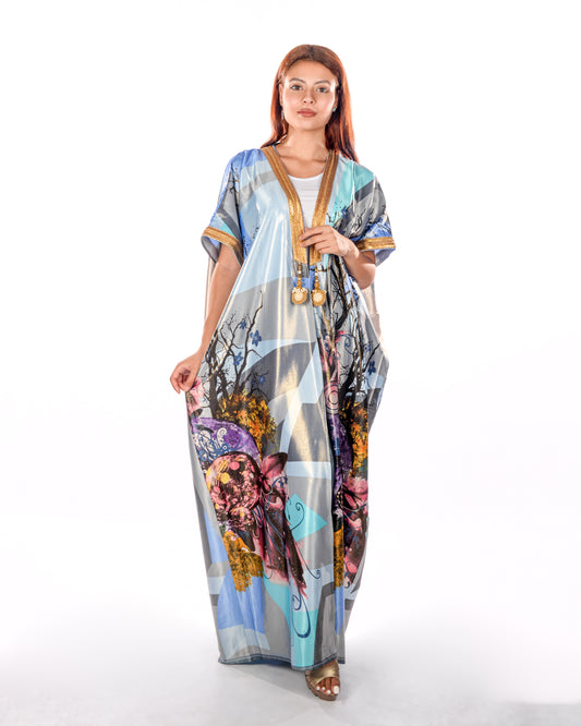 Silk satin multicolor bisht