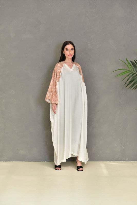 Crepe georgette kaftan dress with dantel