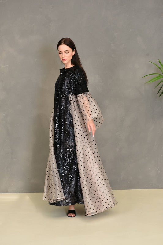 Organza sequence embroidery kaftan dress