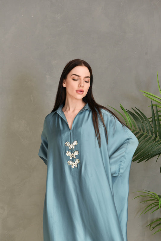 Stone embroidery kaftan dress