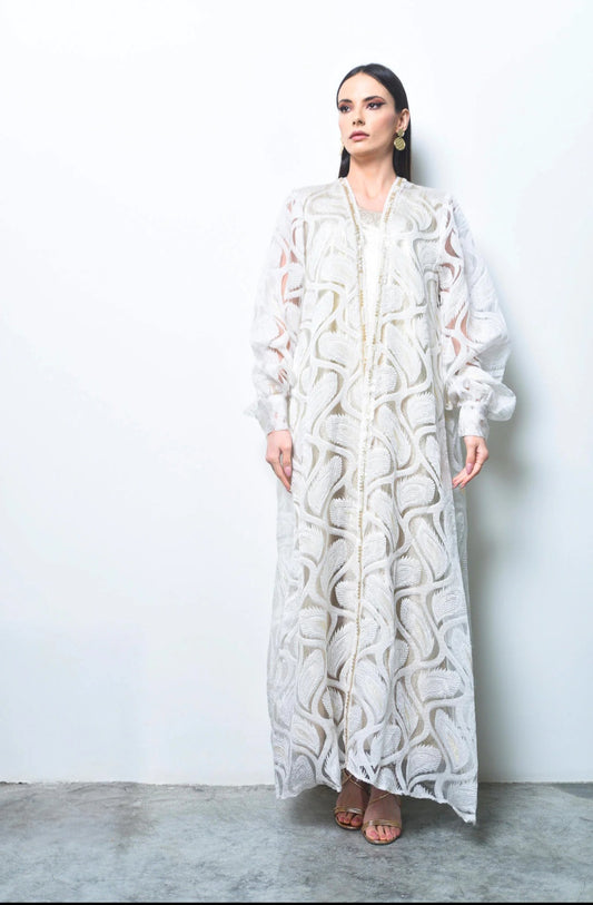 White lace organza kaftan