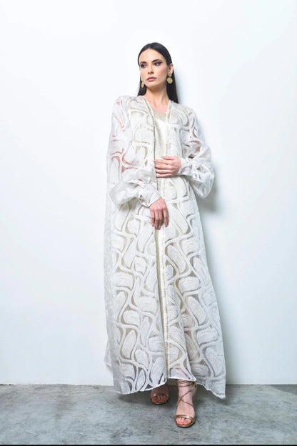 White lace organza kaftan