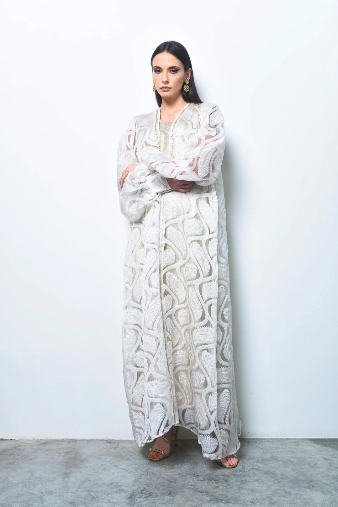 White lace organza kaftan