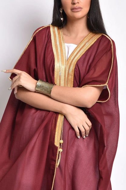 Maroon bisht with melawi hand embroidery