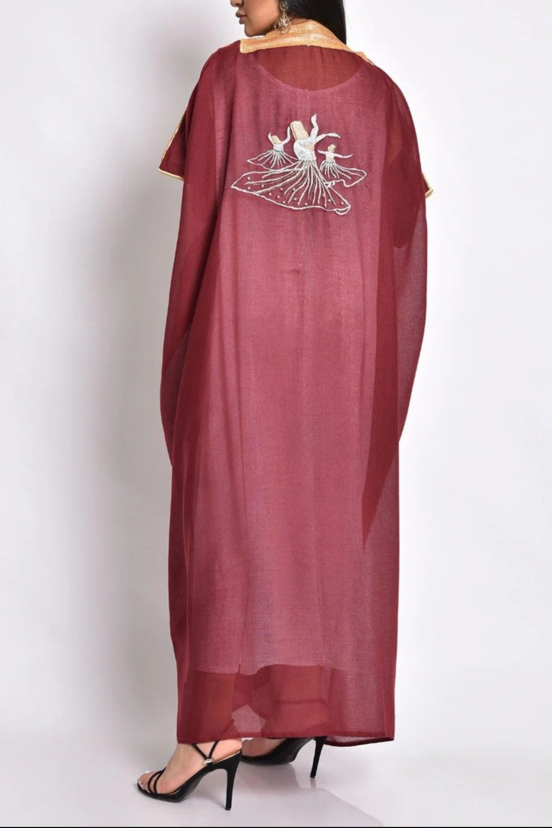 Maroon bisht with melawi hand embroidery