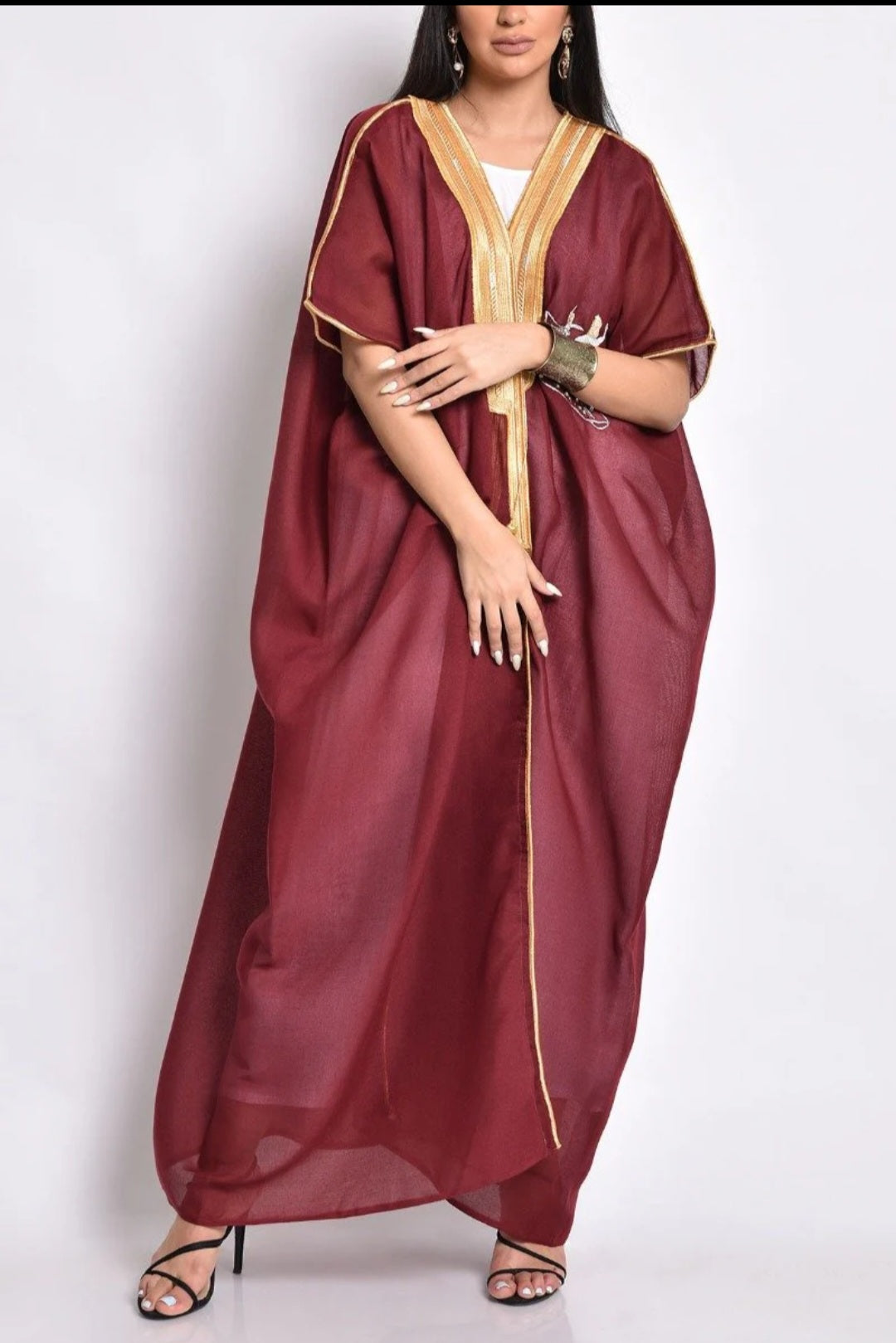 Maroon bisht with melawi hand embroidery