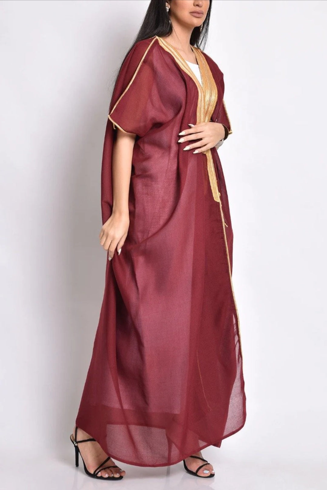 Maroon bisht with melawi hand embroidery