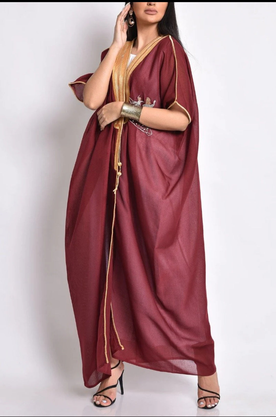 Maroon bisht with melawi hand embroidery