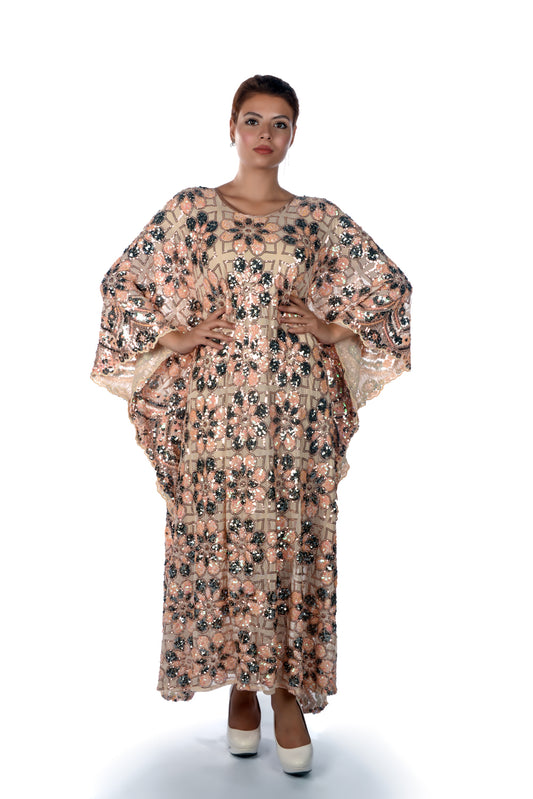 Full sequence kaftan dress