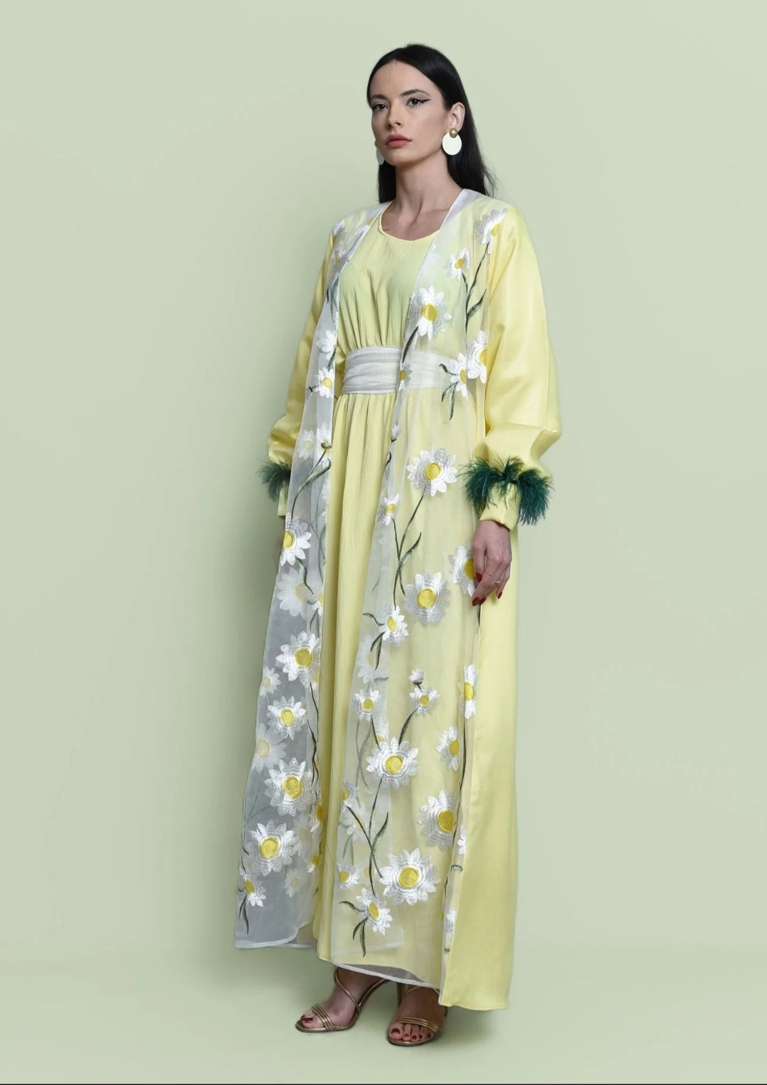 Organza embroidered kaftan