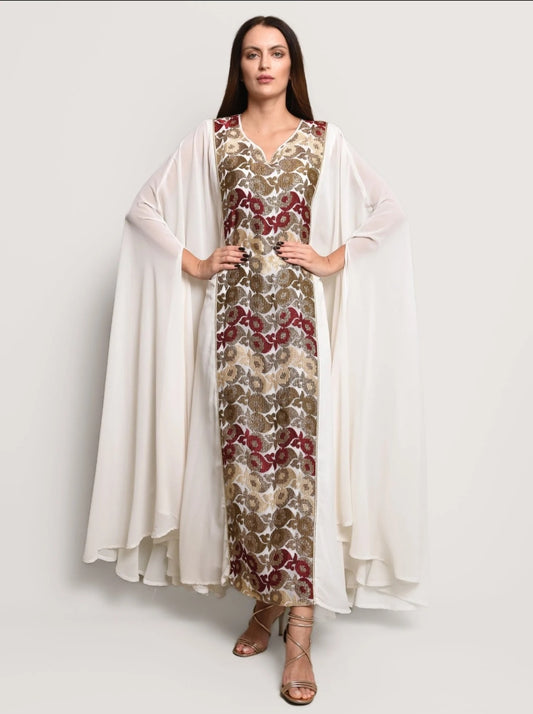 Chiffon embroidered kaftan dress