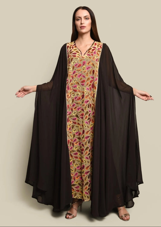 Chiffon embroidered kaftan dress